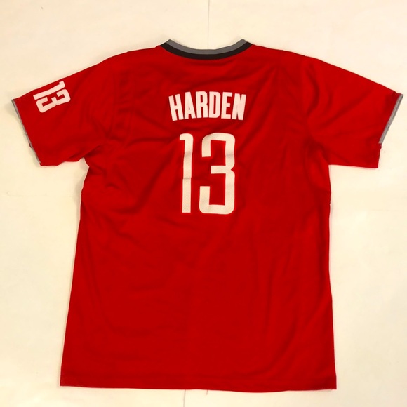 Adidas L Top Red White Jersey Rockets Short Sleeve Harden 13 Excellent Condition - Picture 11 of 13